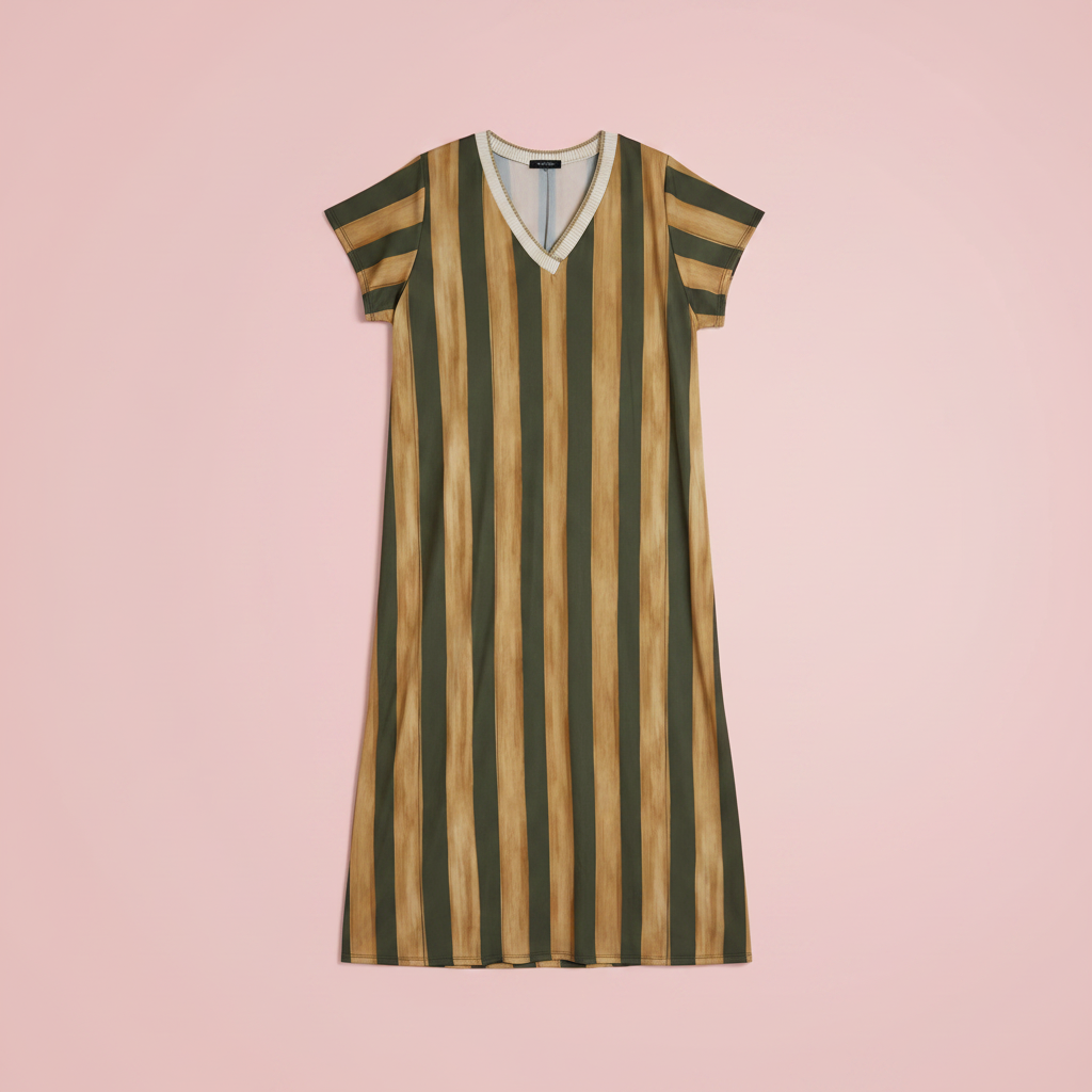Vestido rayas oliva mostaza