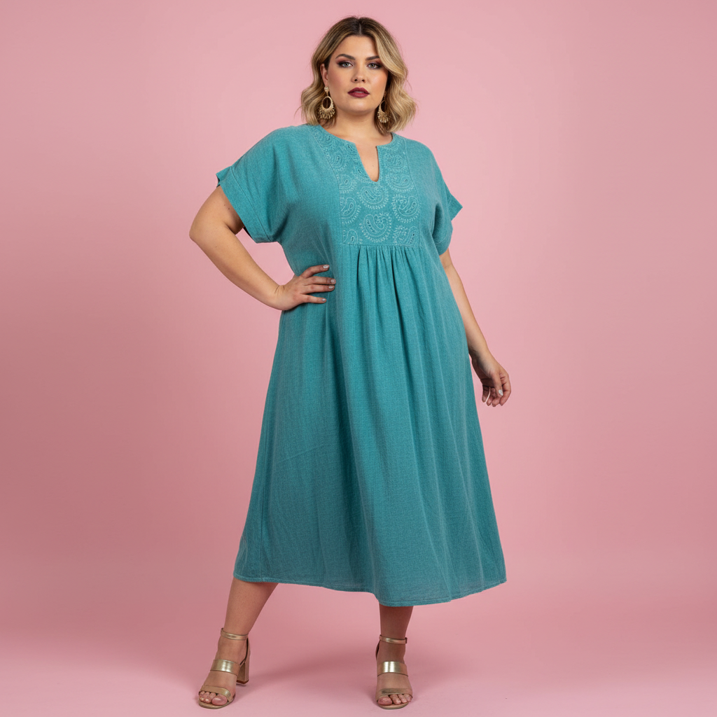 Vestido turquesa - Modelo estudio