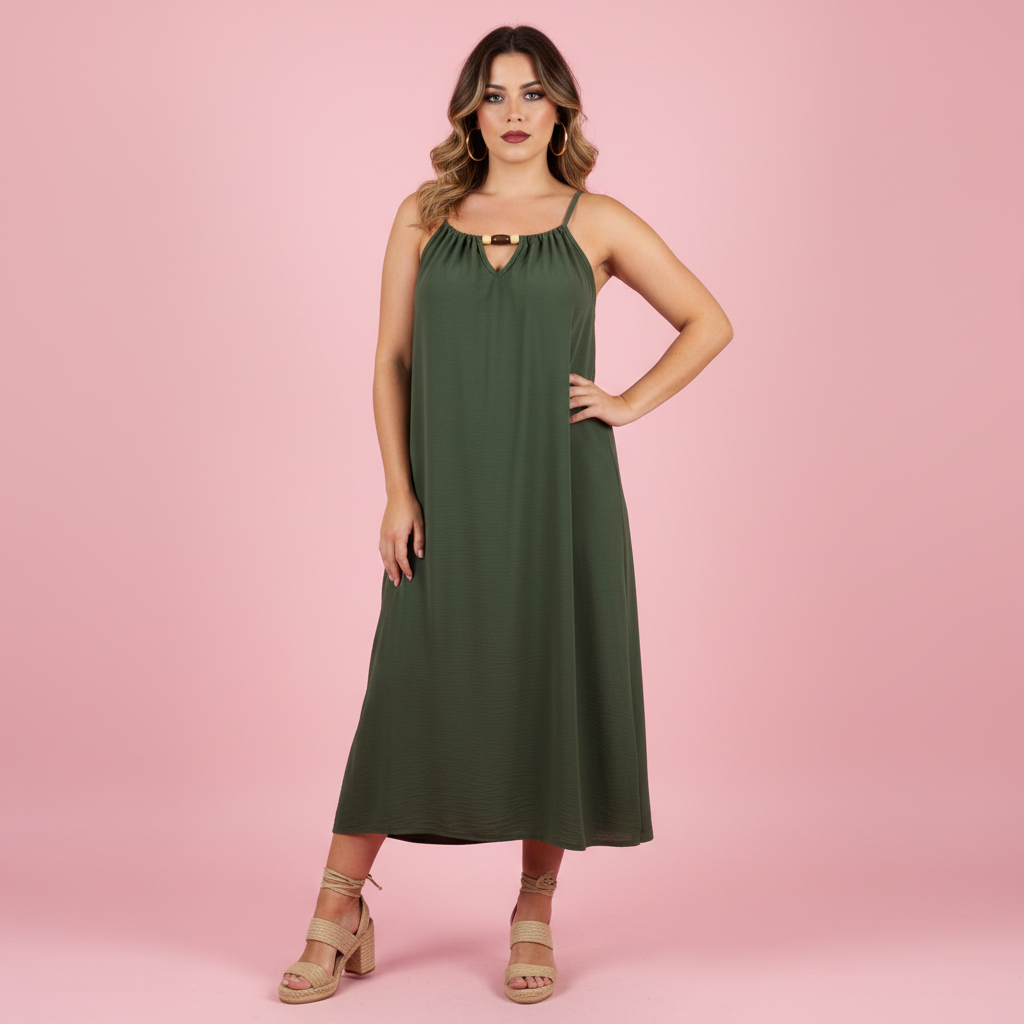 Vestido verde - Modelo estudio