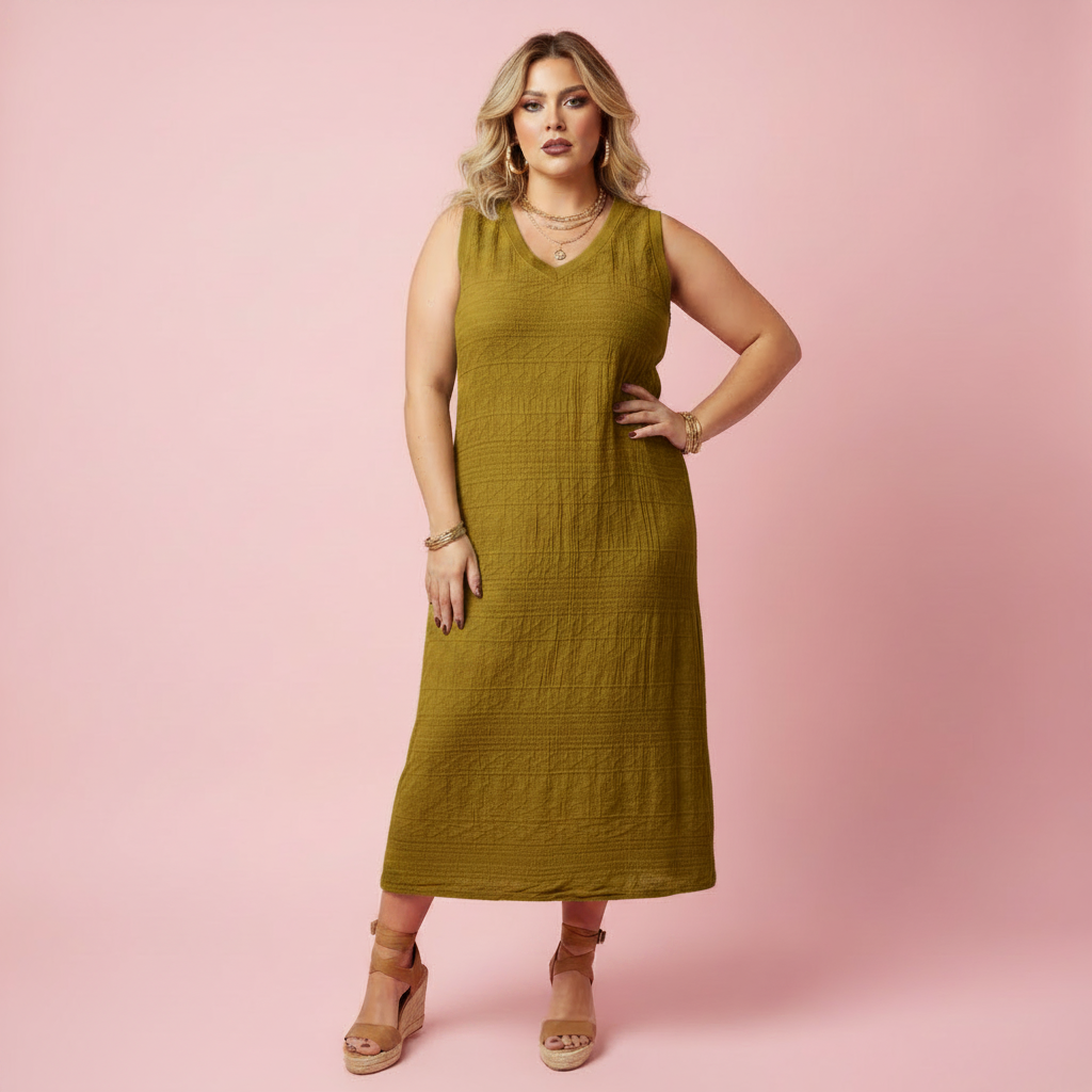 Vestido Verde Oliva Dorado - Paqui Estudio