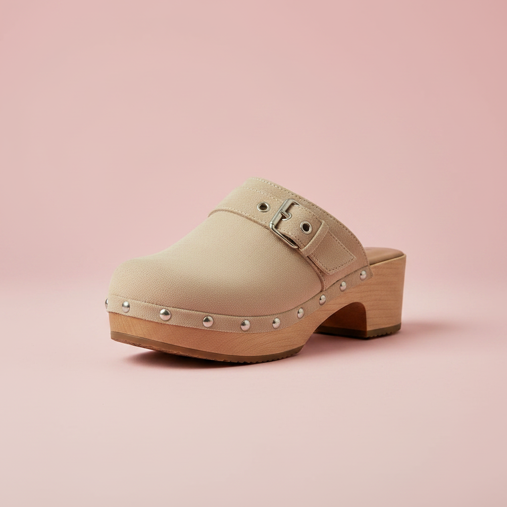 Zueco Vera Beige Ante - Vista 3/4